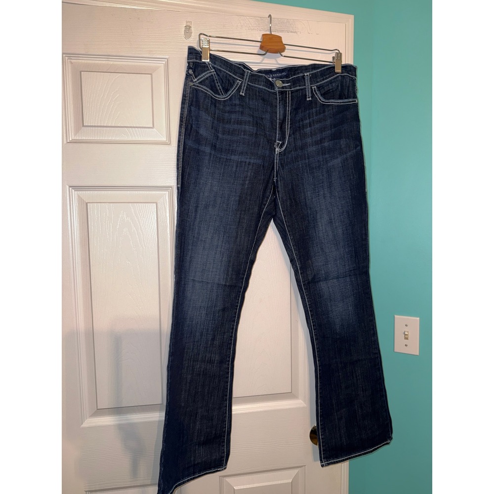 Rock & Republic Kasandra Dark Wash Bootcut Jeans Embroidered Wing Pockets 14M